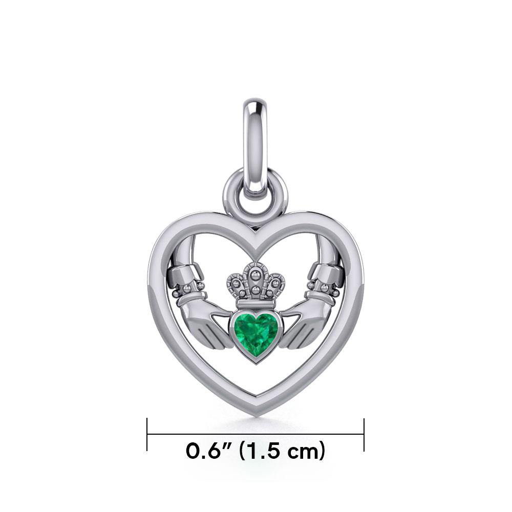 Claddagh in Heart Silver Charm with Gemstone TCM666 - Jewelry