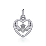 Claddagh in Heart Silver Charm with Gemstone TCM666 - Jewelry