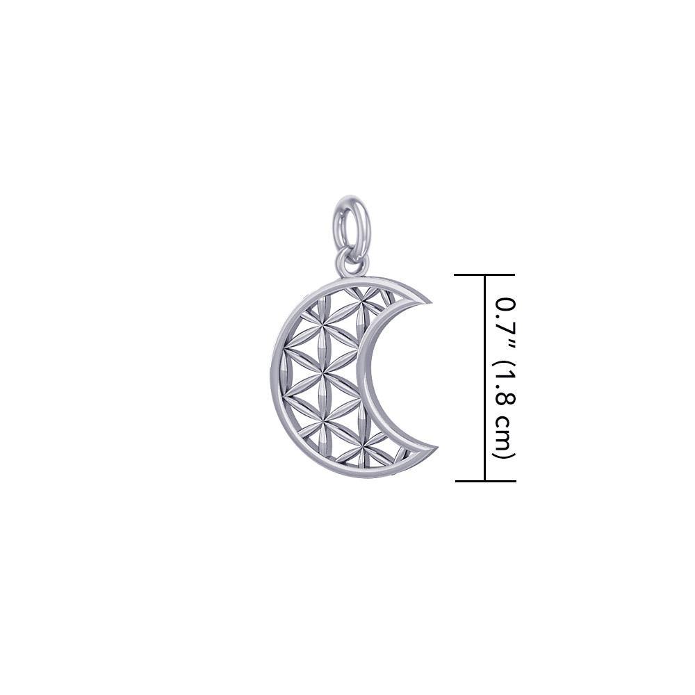 The Flower of Life in Crescent Moon Sterling Silver Charm TCM673 - Jewelry