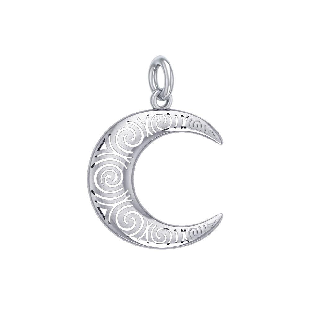 Spiral Crescent Moon Sterling Silver Charm TCM676 - Jewelry