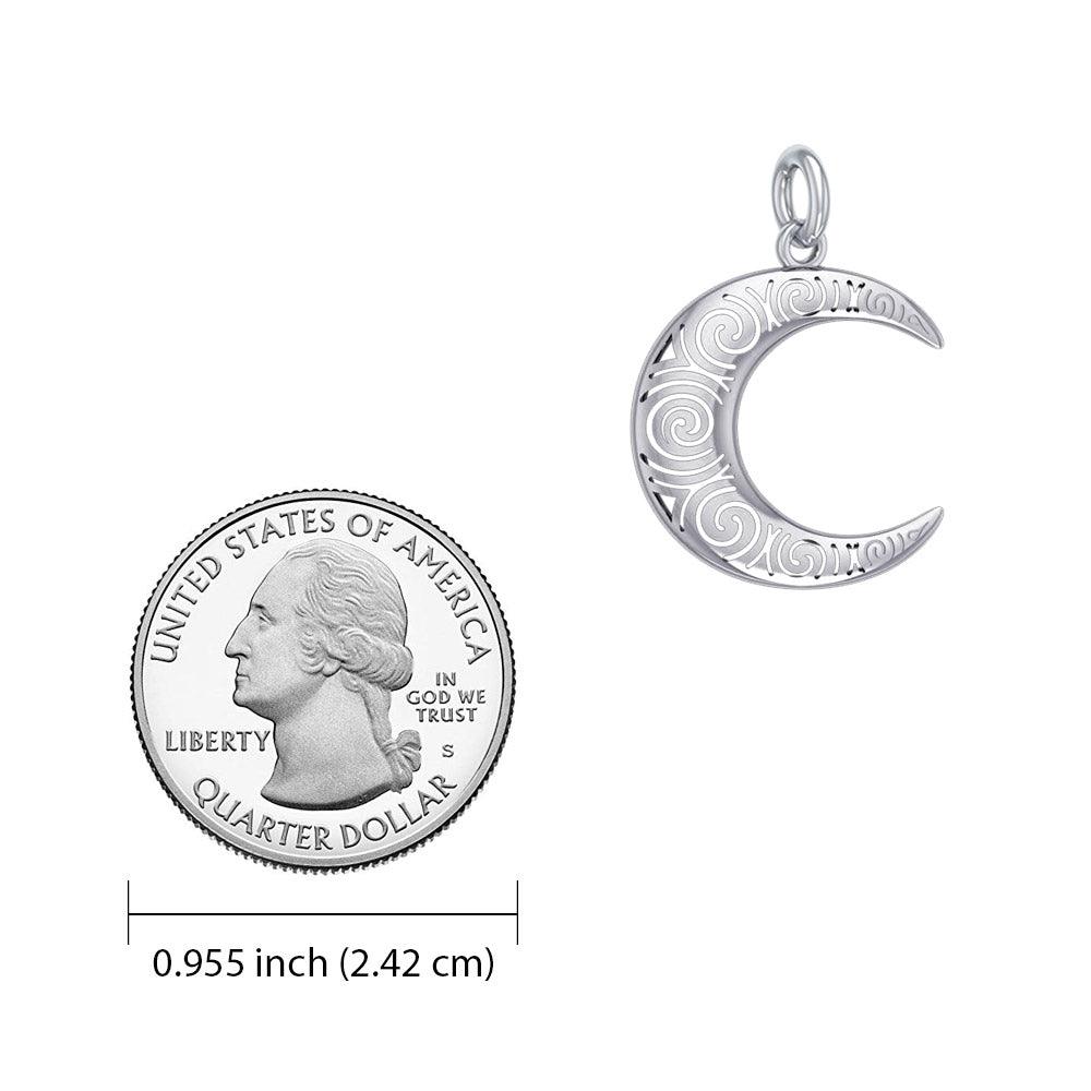 Spiral Crescent Moon Sterling Silver Charm TCM676 - Jewelry