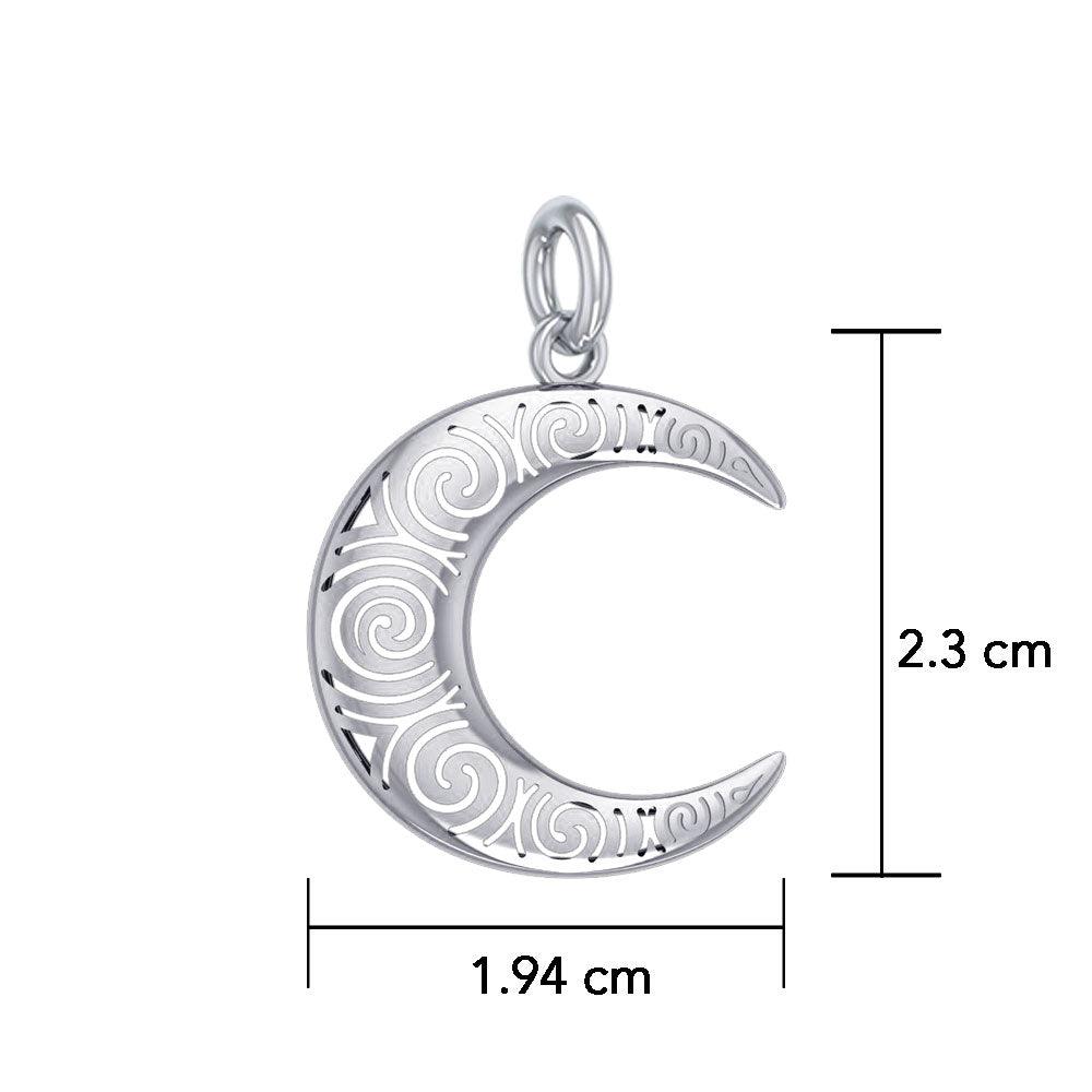 Spiral Crescent Moon Sterling Silver Charm TCM676 - Jewelry