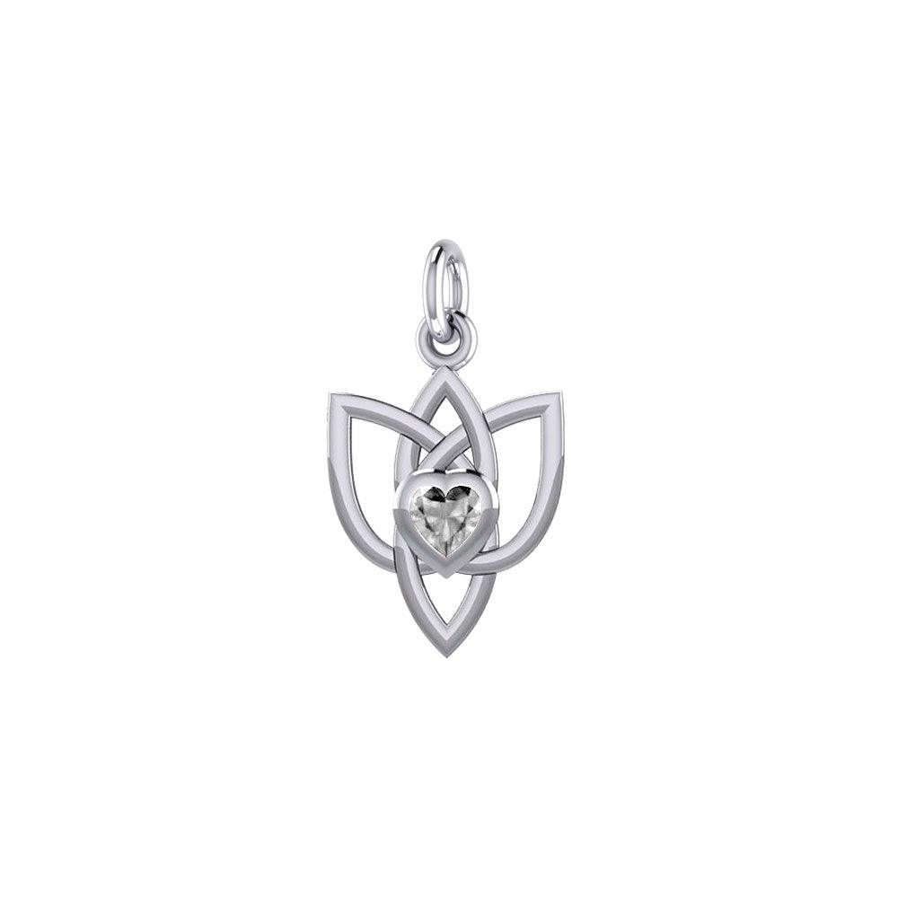 Celtic Knotwork Silver Charm with Heart Gemstone TCM698 - Jewelry