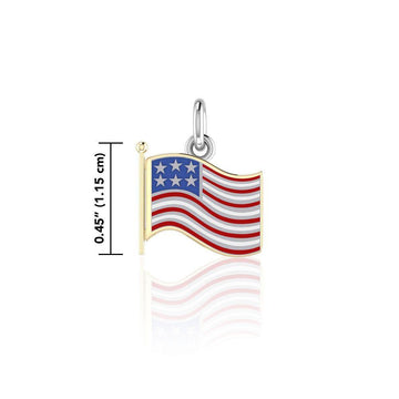 Silver and Gold American Flag with Enamel Charm TCV712 - Jewelry