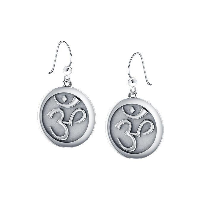 Om Meditation Silver Earrings TE1052 - Jewelry