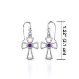 Silver Cross Earrings with Gemstone TE1150 - Jewelry