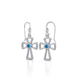 Cross Sterling Silver Earrings with Gemstone TE1150