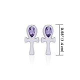 The cross of life ~ Sterling Silver Ankh Post Earrings with Gemstone TE2026 - Jewelry