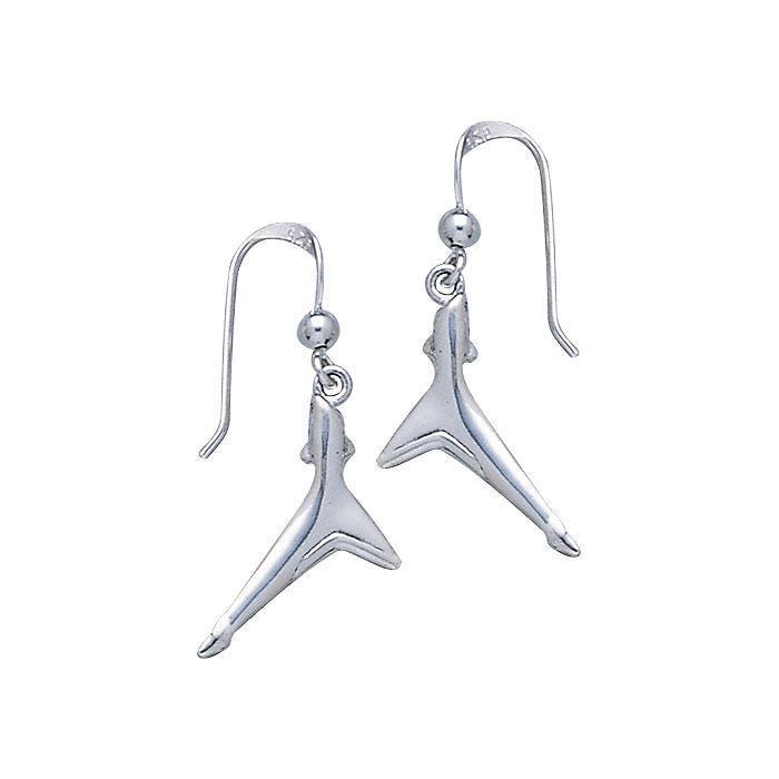 Black TipShark Tail Sterling Silver Hook Earring TE2226 - Jewelry