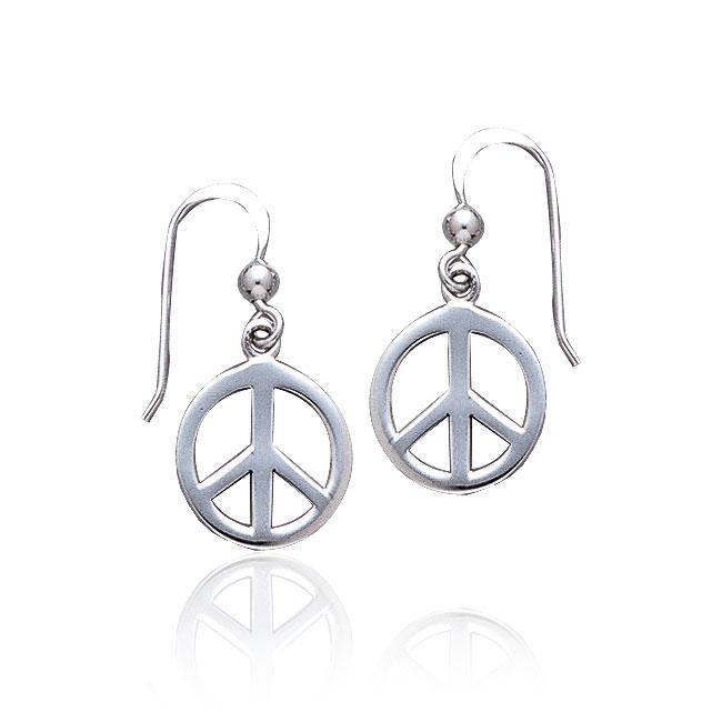 Peace Sign Silver Dangle Earrings TE2628 - Jewelry