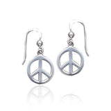 Peace Sign Sterling Silver Dangle Earrings TE2628