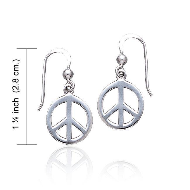 Peace Sign Silver Dangle Earrings TE2628 - Jewelry