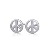 Peace Sign Silver Post Earrings TE2630 - Jewelry