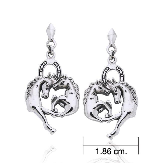 Horses Horseshoe Silver Earrings TE2707 - Jewelry
