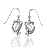 Celtic Knotwork Harp Sterling Silver Hook Earrings TE2864