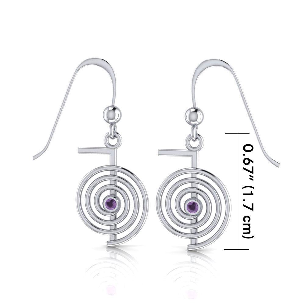 Reiki Spiral Silver Earrings TE2902 - Jewelry