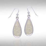 Pear Cabochon Gemstone Silver Earrings TE2942 - Jewelry