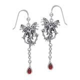 Amy Brown Fire Element Fairy Sterling Silver Earrings with Dangling Gem TE2962