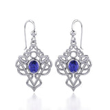 Celtic Filigree Twist Sterling Silver Earrings with Gemstone TE593