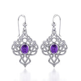 True Celtic pride ~ Sterling Silver Jewelry Scottish Thistle Hook Earrings with a Sparkling Gemstone TE593 - Jewelry