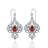 True Celtic pride ~ Sterling Silver Jewelry Scottish Thistle Hook Earrings with a Sparkling Gemstone TE593 - Jewelry