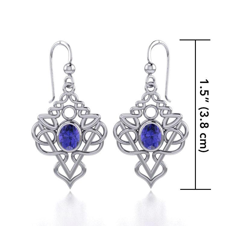 True Celtic pride ~ Sterling Silver Jewelry Scottish Thistle Hook Earrings with a Sparkling Gemstone TE593 - Jewelry