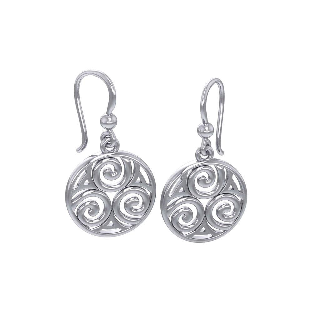 Celtic Single Spiral Silver Earrings TE855 - Jewelry