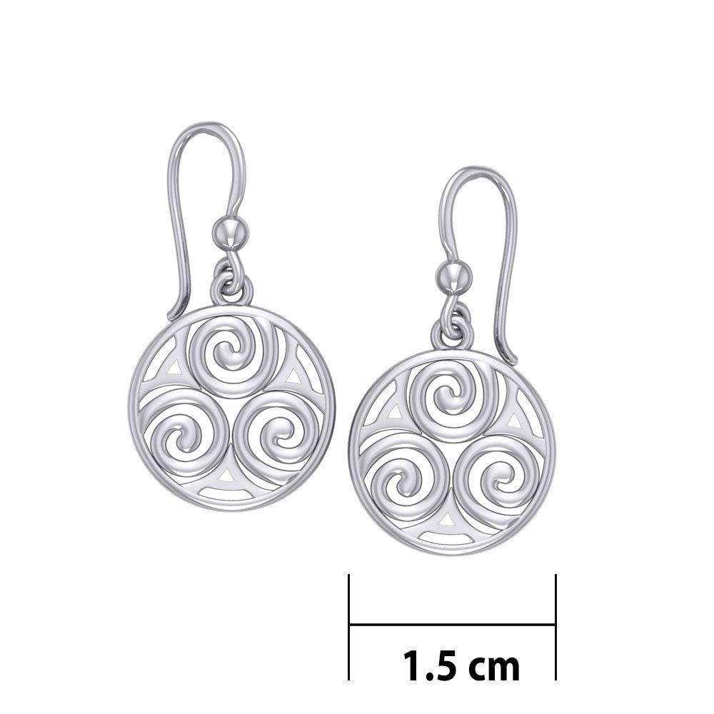 Celtic Single Spiral Silver Earrings TE855 - Jewelry
