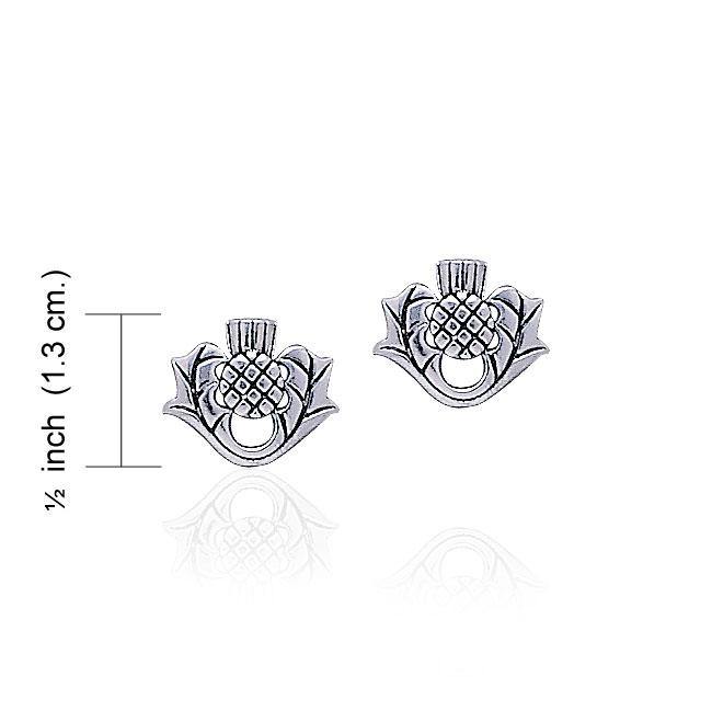 Scottish Thistle Silver Post Earrings TE870 - Jewelry