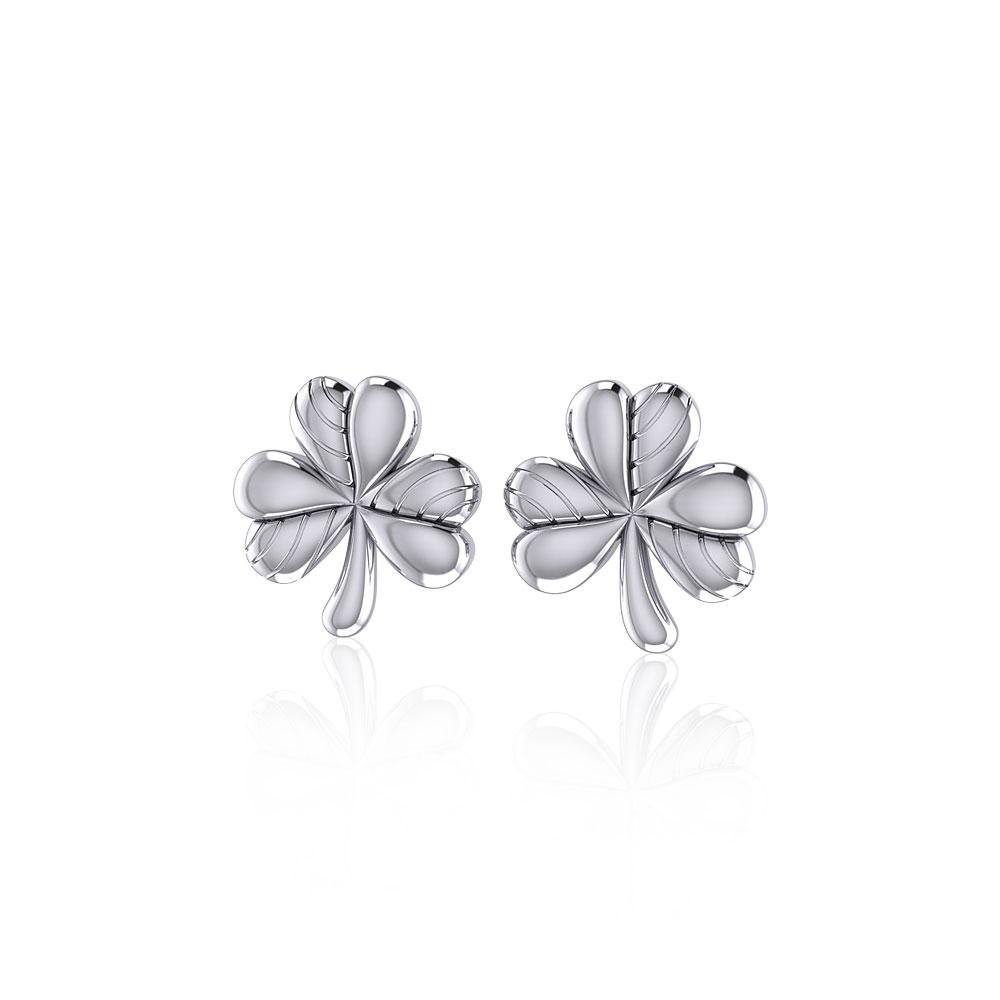 Celtic Shamrock Silver Post Earrings TE879 - Jewelry