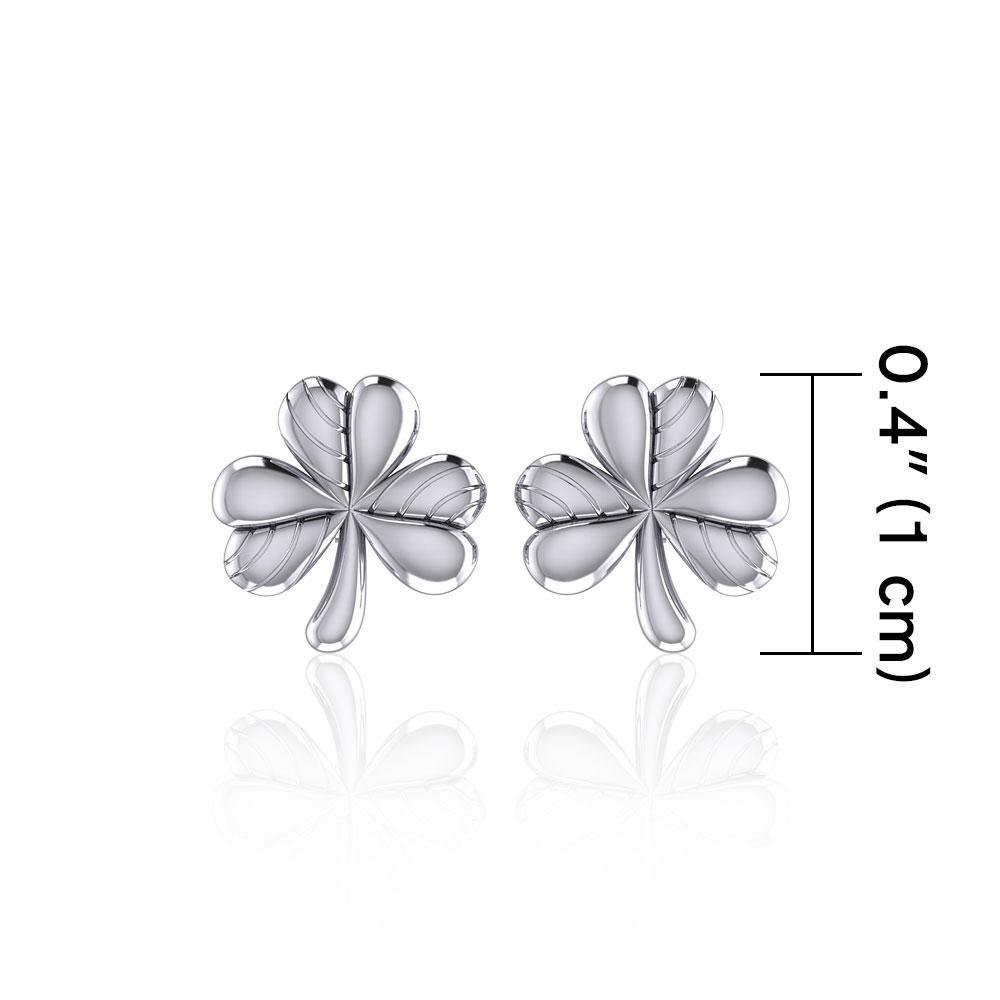Celtic Shamrock Silver Post Earrings TE879 - Jewelry
