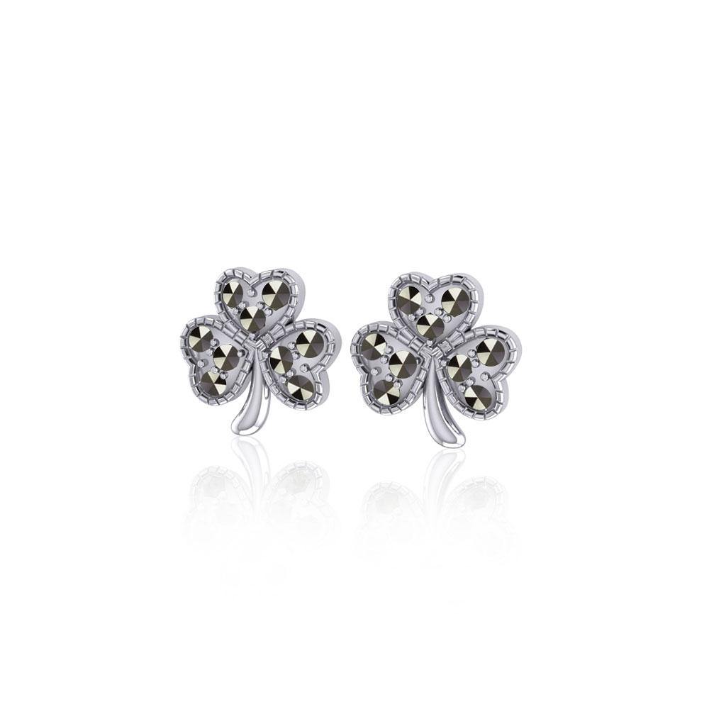 Celtic Shamrock Silver Post Earrings TE880 - Jewelry