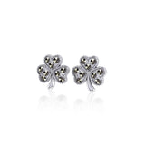 Shamrock Sterling Silver Post Earrings With Marcasite TE880