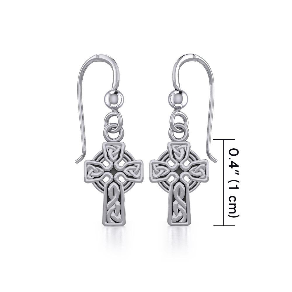 Celtic Knotwork Cross Silver Earrings TE907 - Jewelry