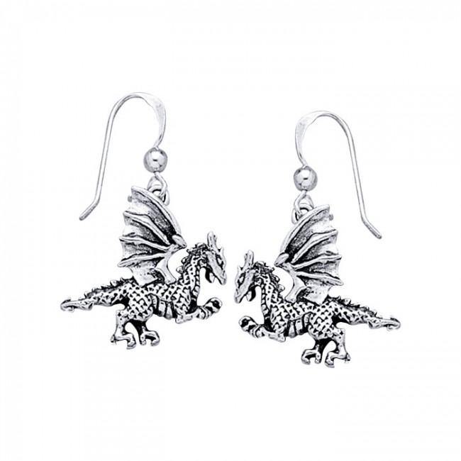 Silver Clawing Dragon Earrings TE993 - Jewelry