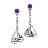Celtic Knots Silver Sailboat Earrings TER028 - Jewelry