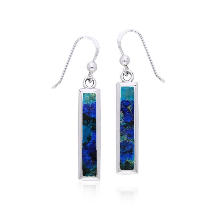 Rectangle Gemstone Inlay Earrings TER038 - Jewelry