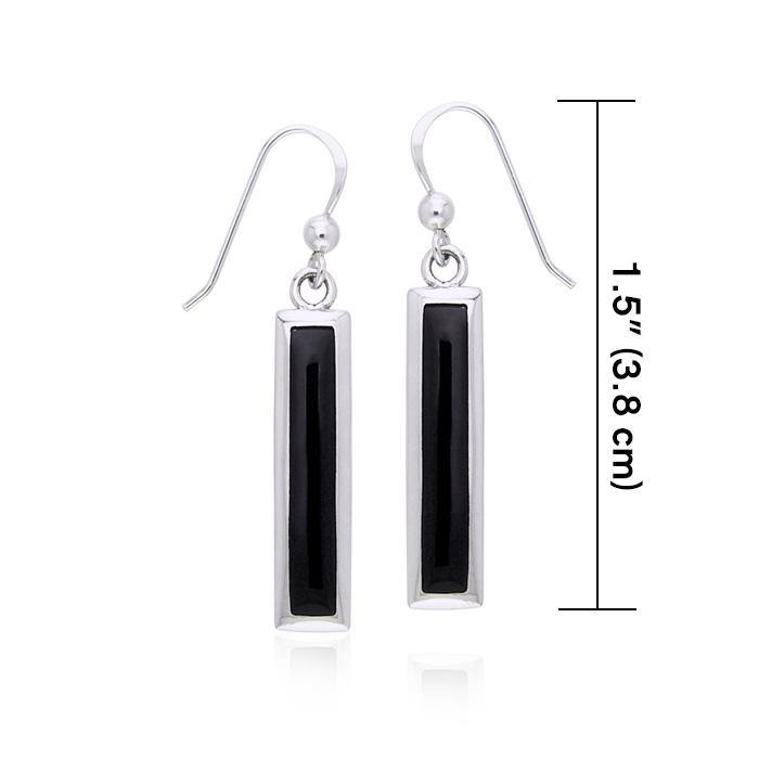 Rectangle Gemstone Inlay Earrings TER038 - Jewelry