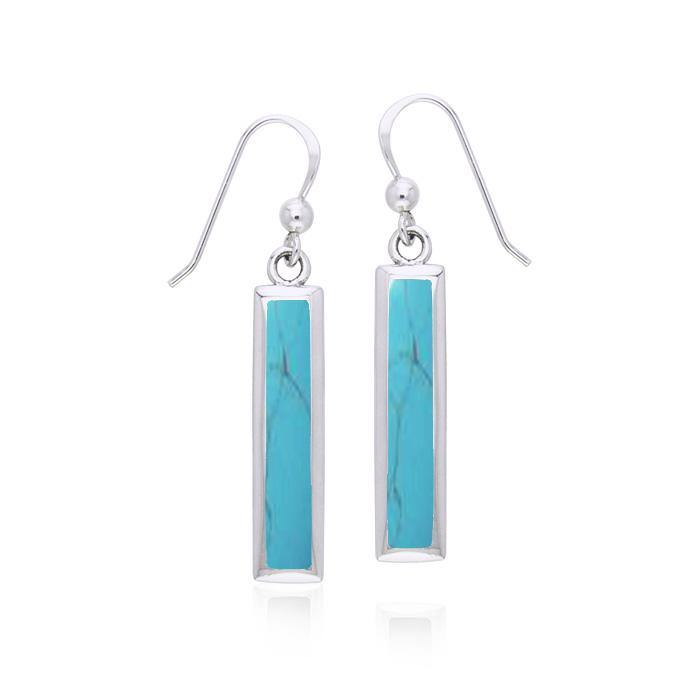 Rectangle Gemstone Inlay Earrings TER038 - Jewelry