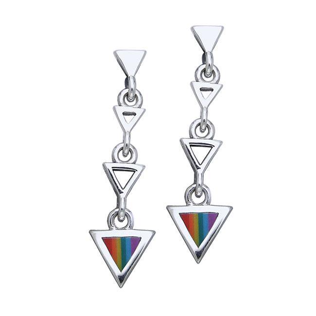 Rainbow Triangle Silver Earrings TER062 - Jewelry