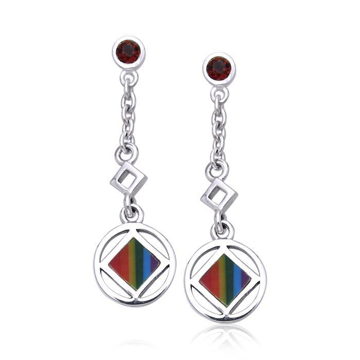 Encircled Symbol Silver Earrings TER063 - Jewelry