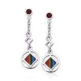 Encircled Symbol Silver Earrings TER063 - Jewelry