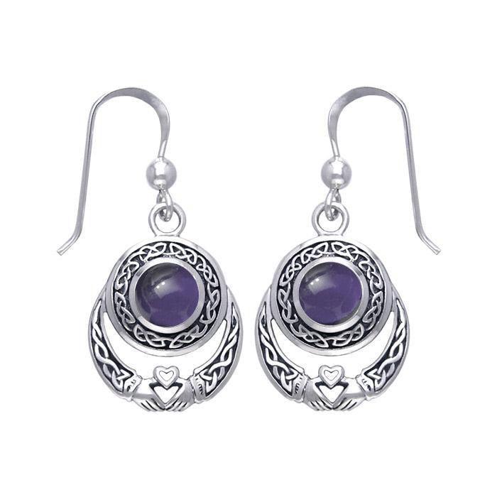 Celtic Knotwork Silver Claddagh Earrings TER070 - Jewelry