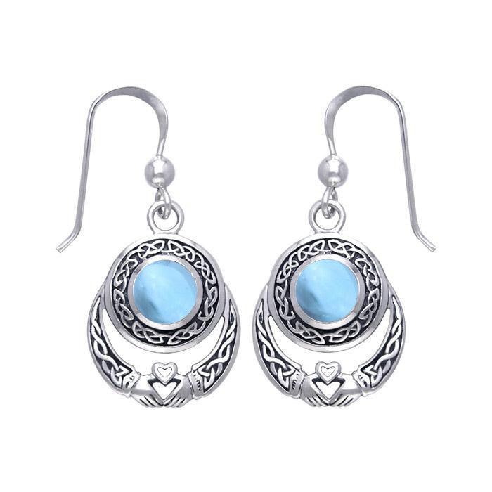 Celtic Knotwork Silver Claddagh Earrings TER070 - Jewelry