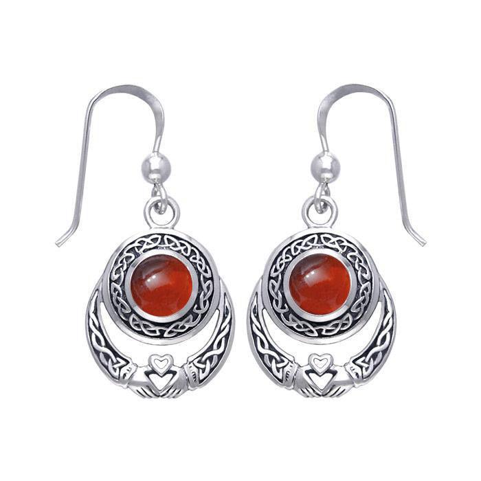 Celtic Knotwork Silver Claddagh Earrings TER070 - Jewelry
