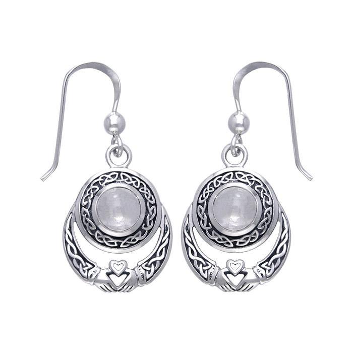 Celtic Knotwork Silver Claddagh Earrings TER070 - Jewelry