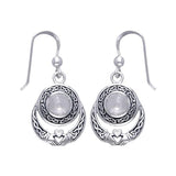 Celtic Knotwork Claddagh Sterling Silver Dangle Earrings with Gemstone TER070