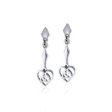 Celtic Knotwork Silver Heart Earrings TER077 - Jewelry