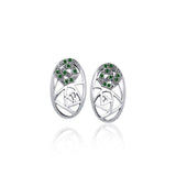 Abstract Elegance Silver Post Earrings with Gems TER1182 - Jewelry