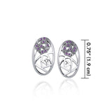 Abstract Elegance Silver Post Earrings with Gems TER1182 - Jewelry